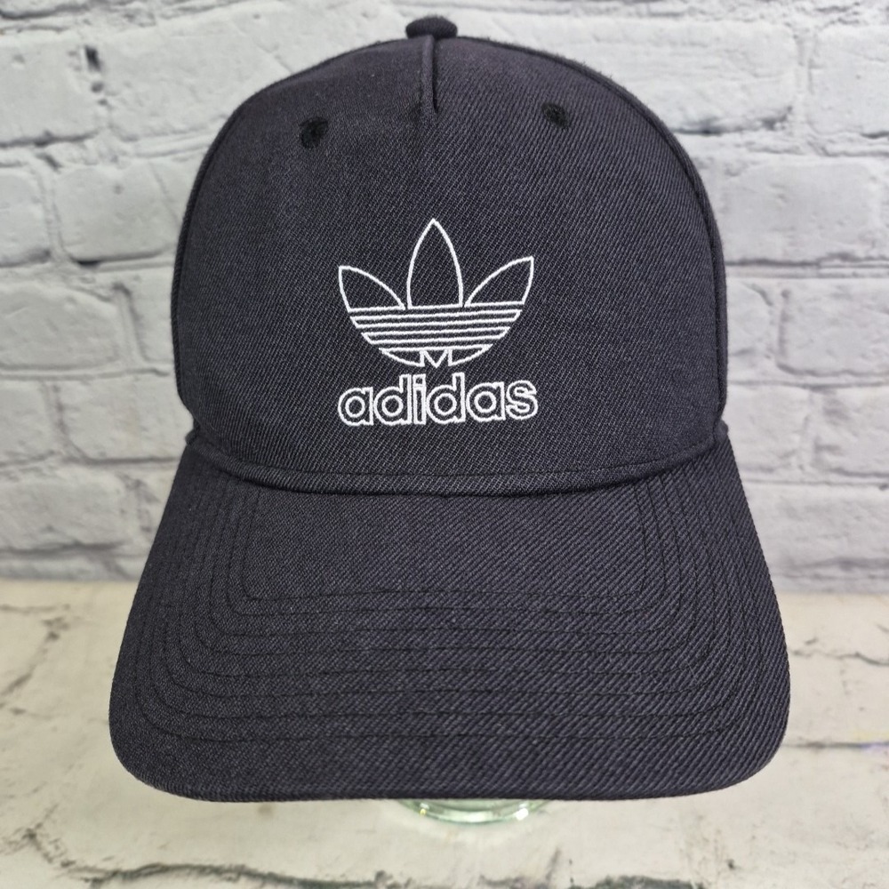 Adidas Ball Cap Mens One Size Black White Trefoil Logo Snapback Hat